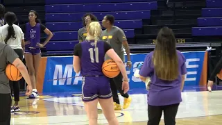 LSU Kim Mulkey women's basketball practice footage, NCAA tournament