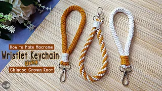 How to Make Macrame Wristlet Keychain Using Chinese Crown Knot | Macrame Wristlet Keychain Tutorial