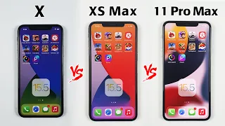 iPhone X vs iPhone XS Max vs iPhone 11 Pro Max SPEED TEST in 2022 | With iOS 15.5