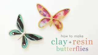 How to Make Beautiful 3D Butterfly Art with Paper Clay and Resin---DIY Butterfly Decor