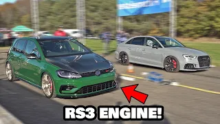 800HP Volkswagen Golf 7.5 RS 2.5 TFSI RS3 Engine vs 750HP Audi RS3 TTE855 8V Sedan