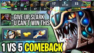 1 VS 5 COMEBACK SLARK SO POWERFULL WITH CRAZY AGILITY STEAL | DOTA 2