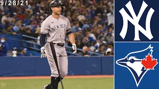 New York Yankees Highlights: Vs Toronto Blue Jays | 9/28/21