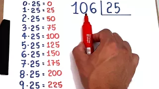 DIVISÃO EXATA: 106 dividido por 25