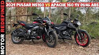 2024 Apache RTR 160 4V Dual ABS Vs New Bajaj Pulsar NS160 LED Headlamp Comparison | Best 160CC Bike?