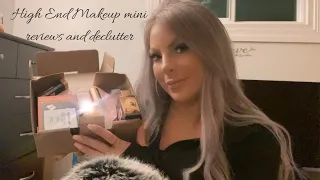 ASMR- Tingly High End Makeup Declutter and Mini Reviews Part 2 (Whisper)