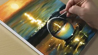 Painting a Sunset View in Crystal Ball / Acrylic Painting