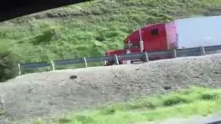 Semi-truck brakes fail and uses emergency runaway truck lane