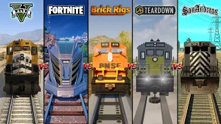 GTA 5 TRAIN VS FORTNITE VS TEARDOWN VS BRICK RIGS VS GTA SAN ANDREAS - WHICH IS BEST?