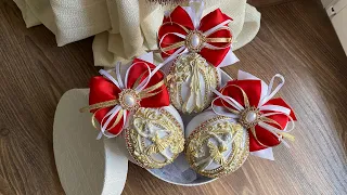 Ёлочные игрушки своими руками.  Бантики 🎀🎀   Handmade Christmas ornaments 🎄🎄🎄