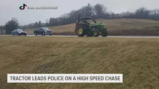 Bizarre slow-speed police chase in North Carolina as suspect drove tractor
