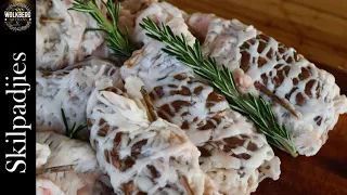 Traditional Skilpadjies recipe on the braai | Lamb liver wrapped in caul fat | South African ASMR
