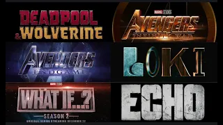 MCU Title Cards from Trailers (Phase 1-5 2008-2024) including Deadpool 3