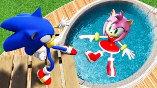 GTA 5 Sonic vs Amy Rose Water Ragdolls & Fails Ep.7 [Euphoria Physics / Flooded Los Santos]