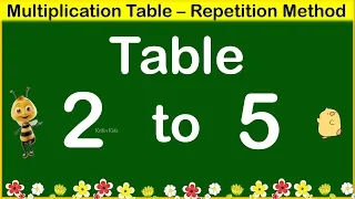 Learn Multiplication Table 2 to 5 | Table of 2 to 5 with Repetition Method | 2 se 5 tak pahada