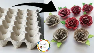 Niesamowite rękodzieło DIY ♻️ 🌹🌹 🌹  Róże z opakowań po jajkach ♻️ egg tray craft ideas ♻️🌹 Recykling