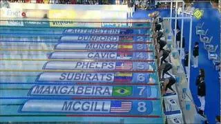 100m butterfly Rome '09 - Michael Phelps WR [Dutch comment with English subs]