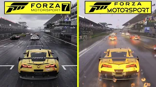 Forza Motorsport 7 vs Forza Motorsport 2023 Rain Effect Xbox Series X Graphics Comparison