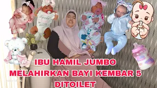 DRAMA LUCU IBU HAMIL JUMBO SAKIT PERUT,MULES MELAHIRKAN BAYI KEMBAR LIMA(5) DITOILET