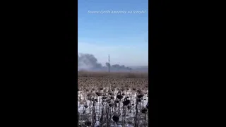 Smoke rises above Soledar, Ukraine