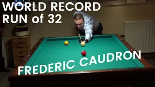 High Run of 32 World Record Frederic Caudron 3 Cushion Billiard