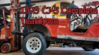 1973 Jeep CJ-5 Complete Teardown: Engine, Transmission, Transfer Case, Axles, Dash, and Tub Removal