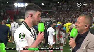 Declan Rice fights back tears as he reflects on West Ham's European success after his final game