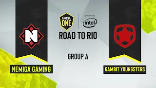 CS:GO - Nemiga Gaming vs. Gambit Youngsters [Mirage] Map 3 - ESL One Road to Rio - Group A - EU
