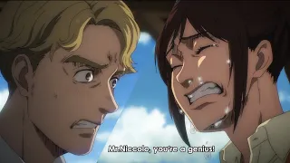 [English Dub] Sasha and Nicolo Sweet Moments | Attack on Titan | Season 4 | Episode 9 | 1080p HD