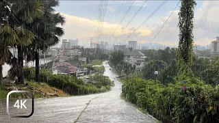 Walking in Heavy Rain & Fierce Thunder in Taman Yarl, Kuala Lumpur | Rain Sounds for Sleep & Study
