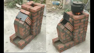 Making rocket stove from red brick and cement is great