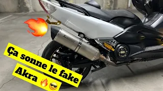 Le Son Du Fake Akrapovic sur le 500 Tmax - Akarpovic Exhaust From Ali Express = Flames