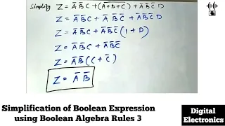 Simplification of Boolean Expression using Boolean Algebra Rules | Important Question 3