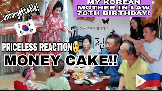 KOREAN MOTHER-IN-LAW  FIRST EXPERIENCE  MONEY CAKE ON HER BIRTHDAY(filipino style) |Unforgettable 🥰