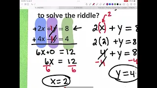 5-4 Video - Solving a System of Equations with Elimination