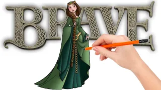 How to draw Queen Elinor of the Scottish kingdom of DunBroch - Brave