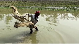 Traditional net fishing in river