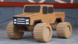 Make A 4x4 Monster Truck / RC Monster Truck /DC Motor Truck /GEAR SHIFT