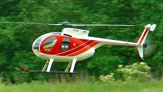 GIANT RC HUGHES-500 SCALE MODEL TURBINE HELICOPTER FLIGHT DEMONSTRATION