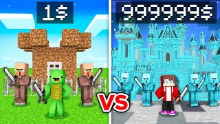 Mikey CHEAPEST Kingdom vs JJ RICH Kingdom Survival Battle in Minecraft Maizen