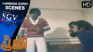 Rajanikanth Attacks Rowdy In Flight Singapore - Kannada Super Action Scenes - Priya Kannada Movie