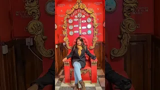 Trying the "Love Tester" chair at the Prague Sex Machine Museum.