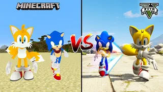 GTA 5 SONIC and TAILS VS MINECRAFT SONIC and TAILS - WHO IS BEST?