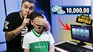 SURPREENDI MEU IRMÃOZINHO VICIADO EM FORTNITE COM 10.000 V BUCKS!