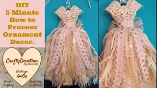 DIY 5 minute Crafts, Fabric Tattered Rag Lace Dress Christmas ornament,  shabby fabric crafts, decor