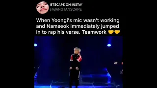 When Yoongi's mic wasn't worked and Namseok immediately jumped into his rap vers.