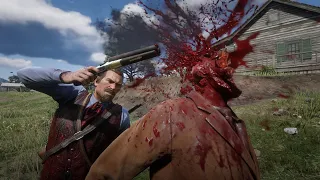 Red Dead 2 -  Brutal Kills Compilation - Bloody Shotgun Gameplay  - Funny Ragdoll Physics - Violent