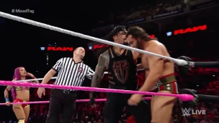 WWE Romain Reings & Sasha Banks vs Rusev & Charlotte