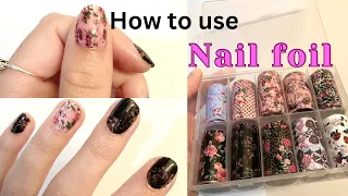HOW TO APPLY NAIL TRANSFER FOIL // HOW TO USE NAIL ART FOIL WITH PRODUCTS FROM TEMU