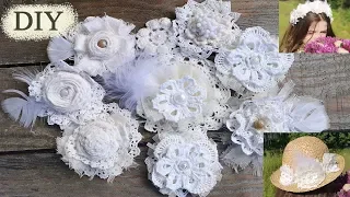 Цветы из ткани и кружева. Шебби шик. Винтаж.Shabbychic flower tutorial.